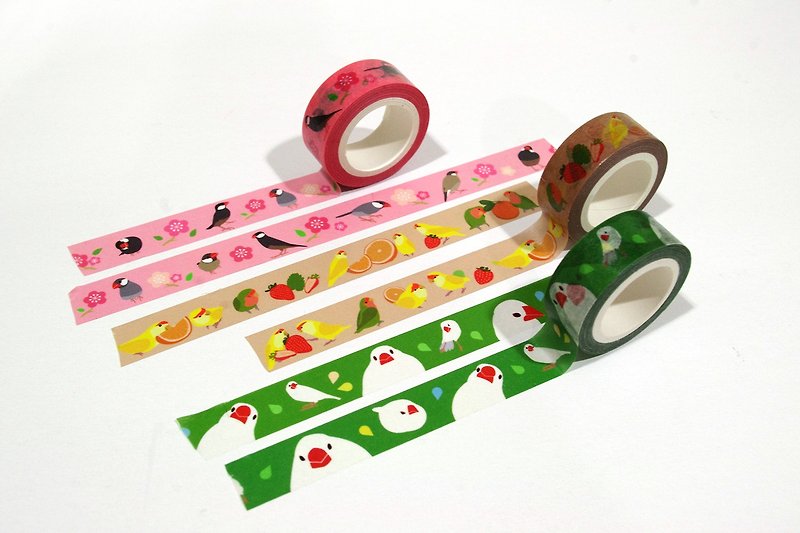 Set of Java sparrow and Parrot Washi Masking Tape - Washi Tape - Paper Multicolor