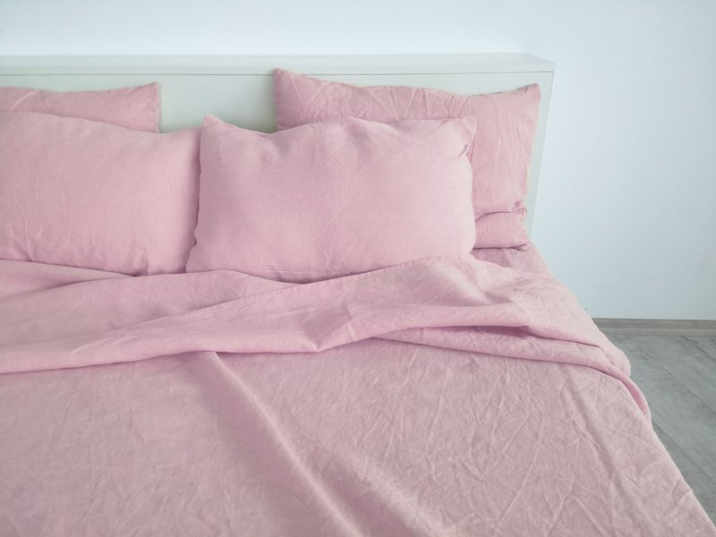 Sakura pink linen flat sheet / Linen bedsheet / Softened stonewashed linen sheet - Bedding - Linen Pink