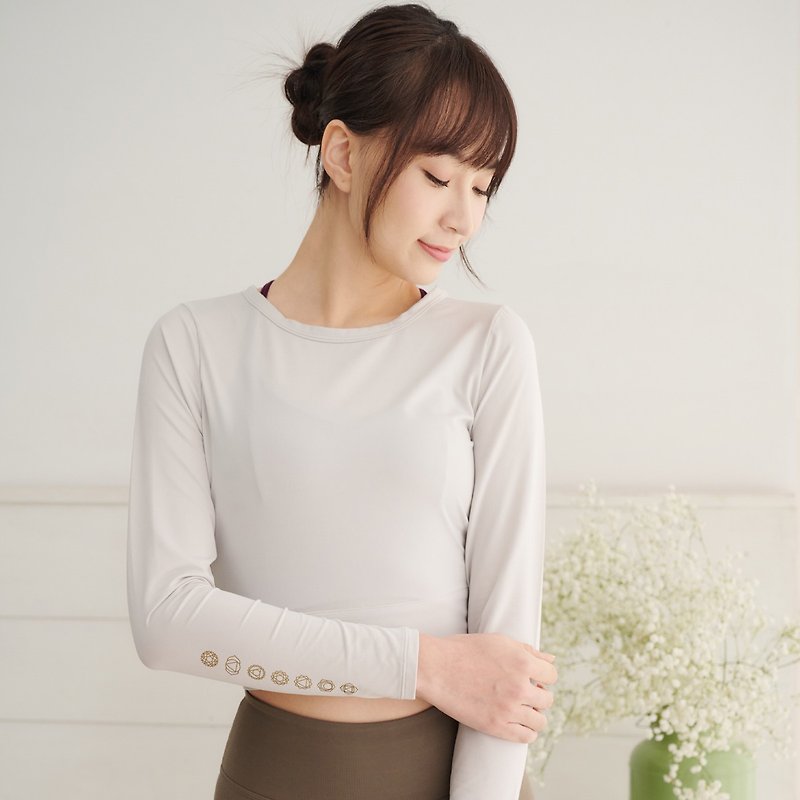 【Yoga Flow】Ballet Tied Shirt-Grey Light - Women's Yoga Apparel - Polyester 