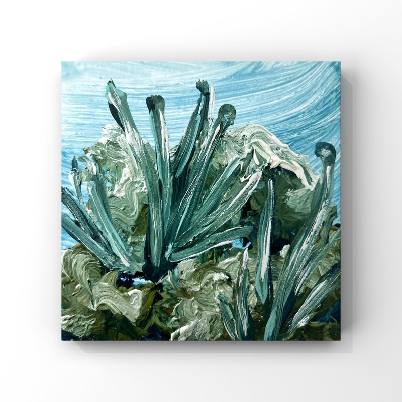 Corals painting Coral Reef Art Miniature original painting Underwater Nautical - 海報/掛畫/掛布 - 其他材質 藍色