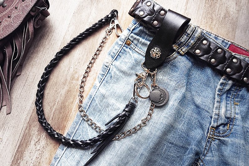 Chongji Genuine Leather Waist Chain-Keychain Leather Round Mark (Cosmic Moon) Exclusive Totem - ที่ห้อยกุญแจ - หนังแท้ 