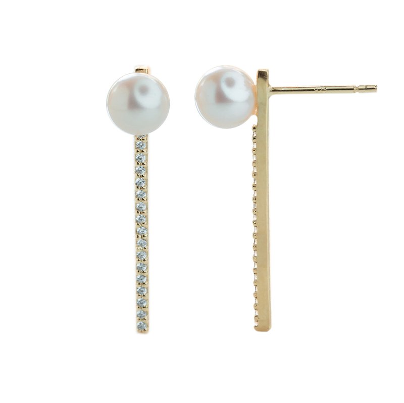 Code series  -Noble Freshwater Pearl Earrings - Earrings & Clip-ons - Other Metals White