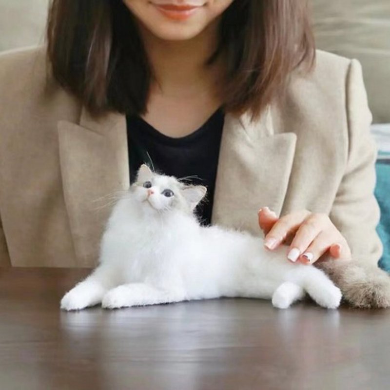 客製化逼真羊毛氈寵物娃娃定製手工複刻狗狗猫咪毛小孩肖像公仔 - 貓/狗玩具 - 羊毛 多色