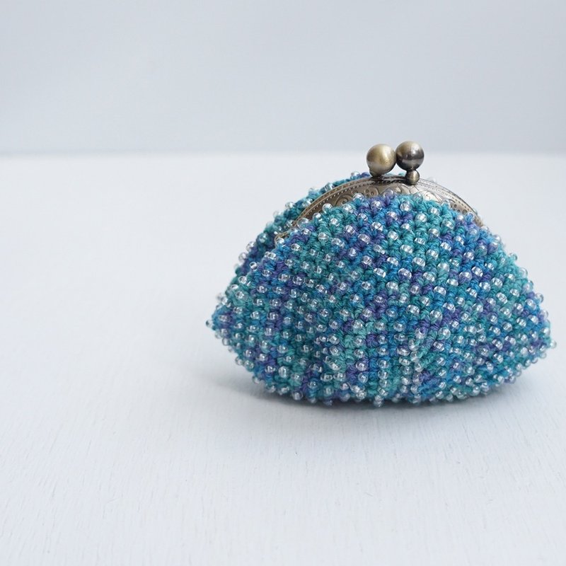 Ba-ba (m) Skipping Stiches Beads crochet pouch No.2083 - 零錢包/小錢包 - 其他材質 藍色
