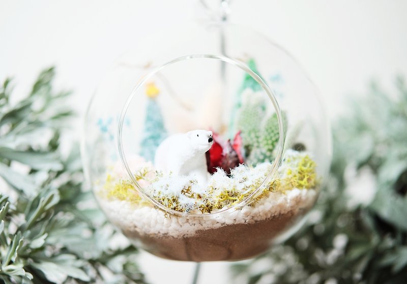 Christmas Dream 聖誕小行星-多肉乾燥花玻璃球DIY材料包 - 植物/盆栽/盆景 - 植物．花 白色