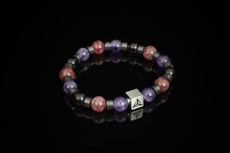 【紅紫亂朱】 |  夢幻紫水晶 草莓石 茶晶 | 人際 事業 - 手鍊/手鐲 - 水晶 