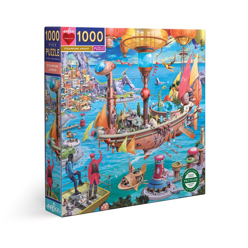 eeBoo 1000片拼圖-蒸氣飛艇Steampunk Airship 1000 Piece Puzzle - 拼圖 - 紙 藍色