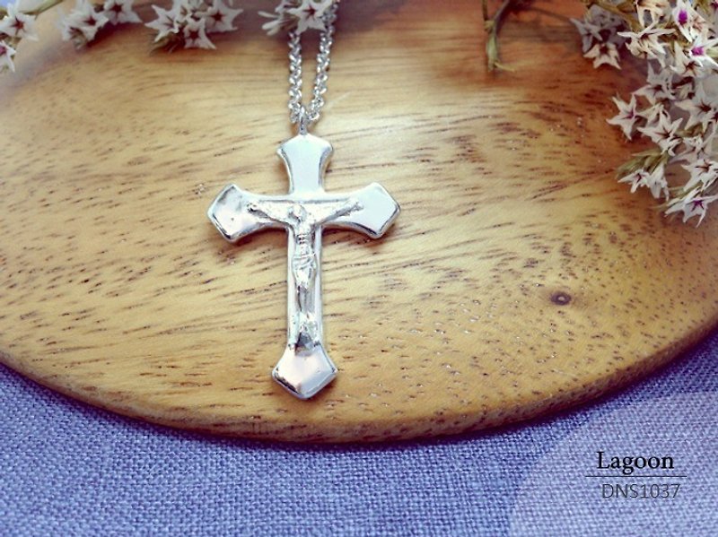 Cross Series] [DNS1037 sterling silver necklace hand made. Necklace boys. Girls Necklace - สร้อยคอ - โลหะ สีเทา