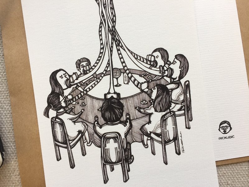 テーブルマナー-はがきと高品質のアートプリント - カード・はがき - 紙 