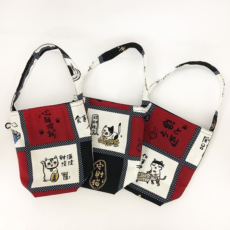 Pledge Lucky Cat Series Out Bag Handbag Beverage Bag Waterproof Bag - Handbags & Totes - Cotton & Hemp Red