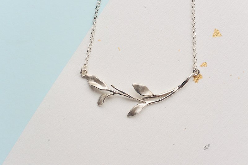Branch Time - Sterling Silver Necklace Branches and leaves-925 silver necklace - Necklaces - Other Metals Silver