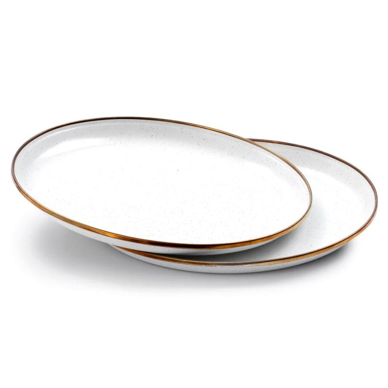 [Two in a set] Barebones enamel plate set CKW-391 / eggshell white - Camping Gear & Picnic Sets - Other Metals White