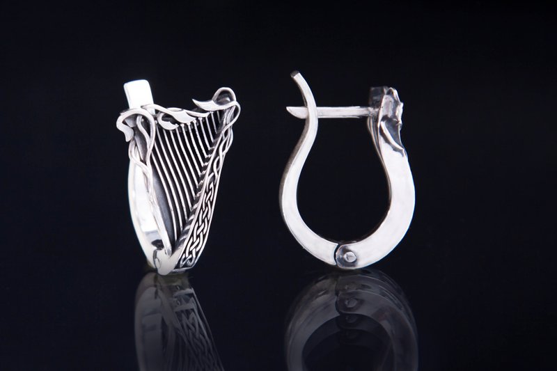 Silver earrings celtic harps - Earrings & Clip-ons - Sterling Silver Silver