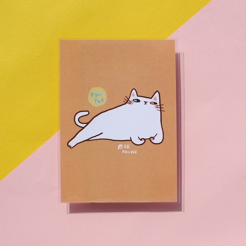 Meatball/Folding Hands Meat/Postcards/White Cat with Heterochromatic Eyes - การ์ด/โปสการ์ด - กระดาษ 