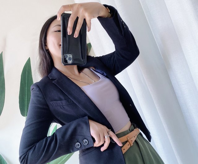 Rhyme Black Gray Hidden Line Check Blazer