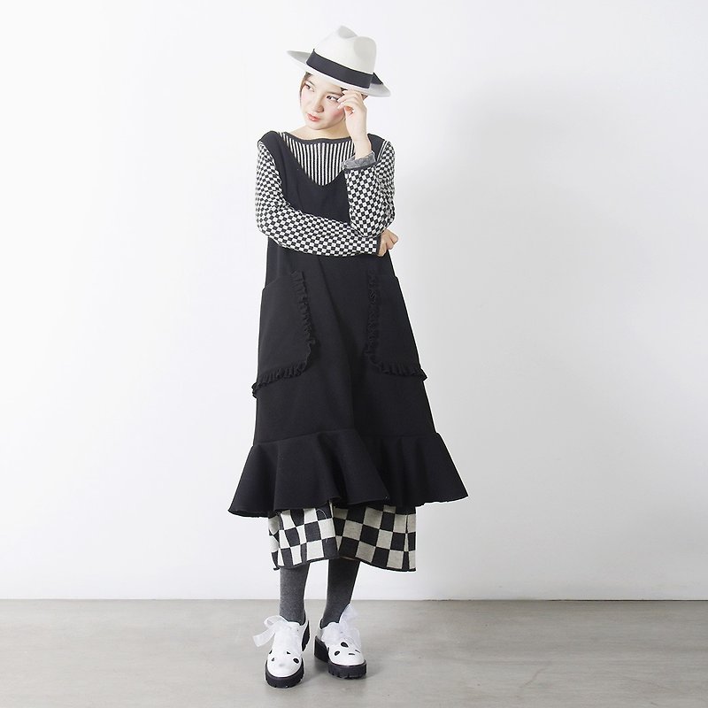 Black wool sleeveless dresses - imakokoni - One Piece Dresses - Polyester Black