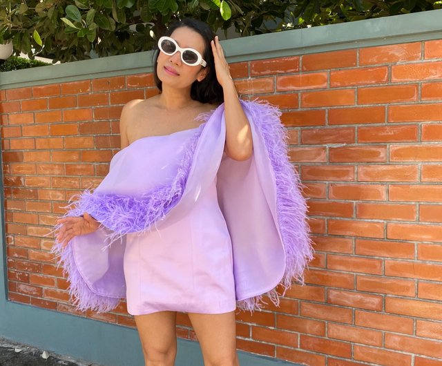 ラベンダーオフショルダータイトドレス XSサイズあり【ANGEL R