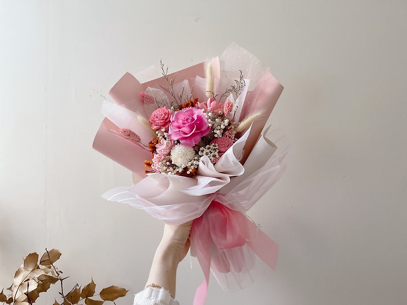 Everlasting rose bouquet-will always be seen - ช่อดอกไม้แห้ง - พืช/ดอกไม้ สึชมพู