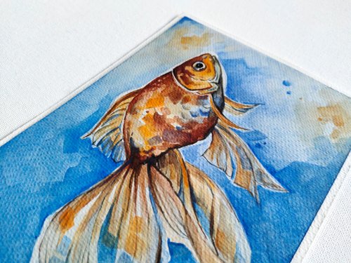 『人魚』ガッシュ　水彩画　原画　オリジナル　手描き　一点物 人魚』ガッシュ 水彩画 原画 オリジナル 手描き 一点物 Yahoo