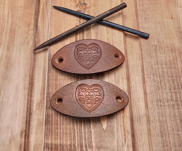 Heart Shaped Leather Hair Clip