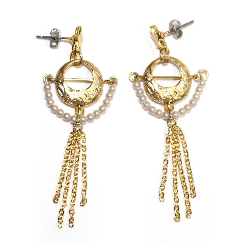 Surusi thru pierced earrings PA434 - ต่างหู - โลหะ สีทอง