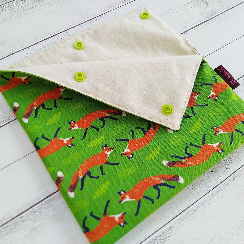 Little fox thick cotton Oxford cloth ready-to-eat eco-friendly food bag with two linings - Lunch Boxes - Cotton & Hemp Green