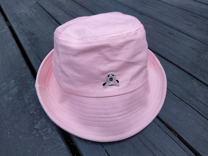 探頭小海豹 挺質漁夫帽 - 帽子 - 繡線 粉紅色