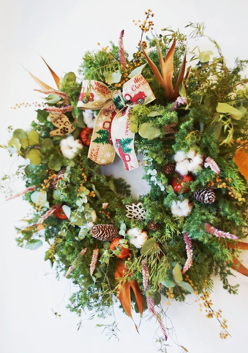 Large fresh cedar classic Christmas wreath - ช่อดอกไม้แห้ง - พืช/ดอกไม้ 