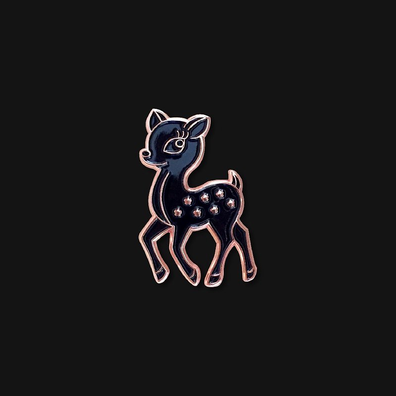 Black Sika Deer Pin - Brooches - Other Metals Black
