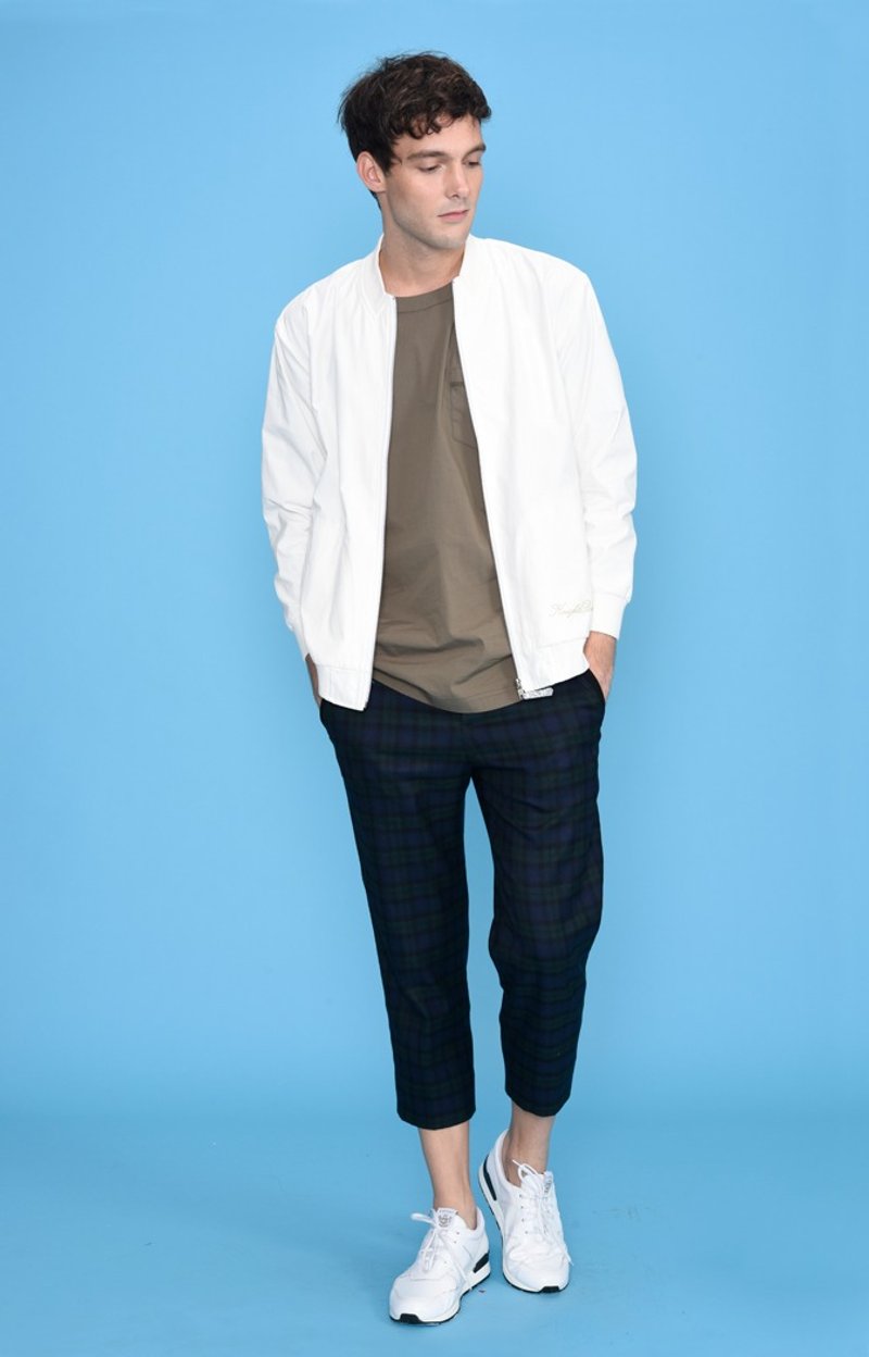 KB blue green square straight pants 923303D - กางเกงขายาว - ขนแกะ สีน้ำเงิน