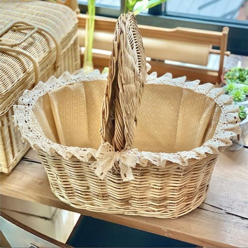 ミニチュア　籐籠　かご　丸形　四角形　楕円形　23個＋オマケ 籐のかご細工の楕円形の編組口2つの側面があります。 - ショップ