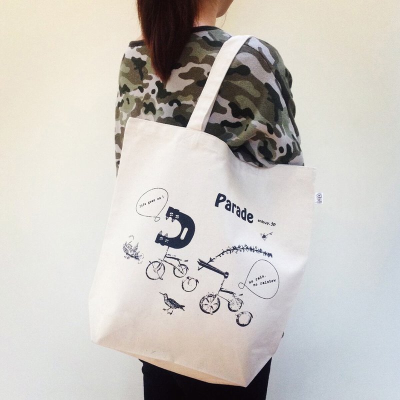 Love Tote Tote BAG Parade GABU & PAKU - กระเป๋าถือ - ผ้าฝ้าย/ผ้าลินิน 