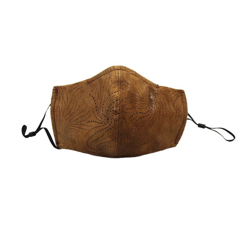 AMINAH-Brown radiation pattern suede fashionable antibacterial mask【Mask-02】 - หน้ากาก - หนังแท้ สีนำ้ตาล