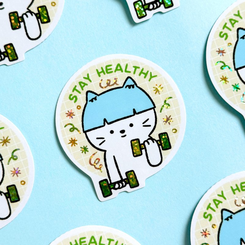 Glitter Sticker - Stay Healthy - Stickers - Waterproof Material 