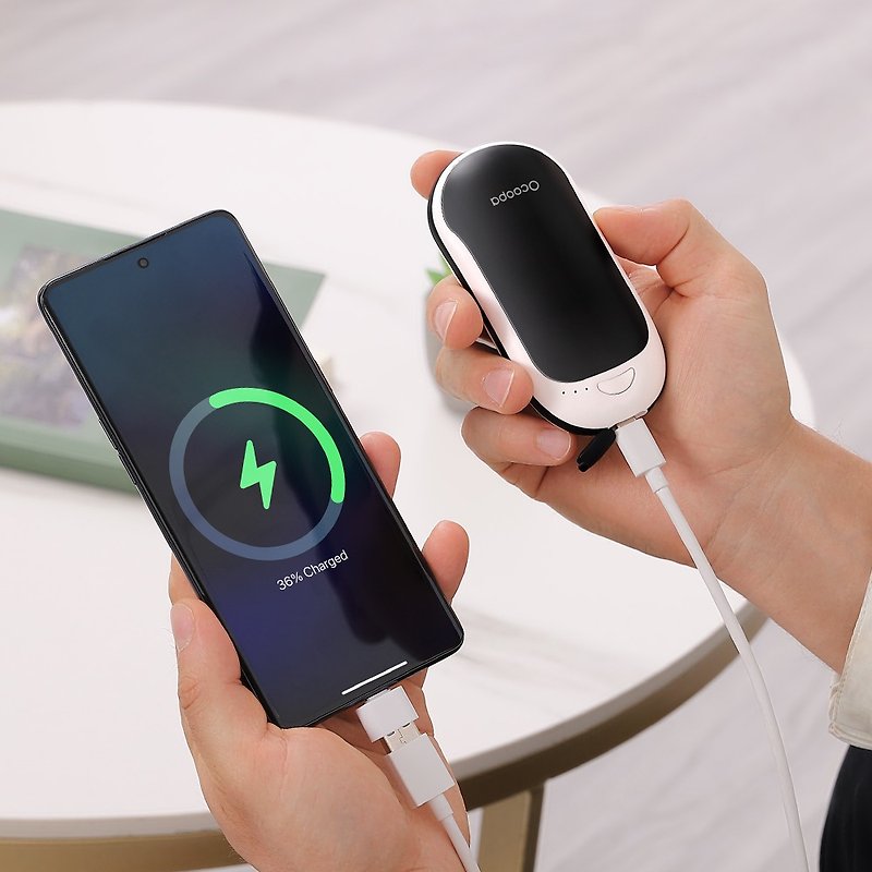 【5000mAh fast charging hand warmer mobile power supply】Supports fast charging│Creative hand warmer plus charging - ที่ชาร์จ - โลหะ สีดำ