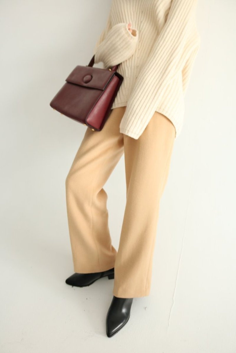 Ciao Culottes -low stock Limited Fabric Beige wool suit wide pants (left M / L) - Women's Pants - Wool Brown