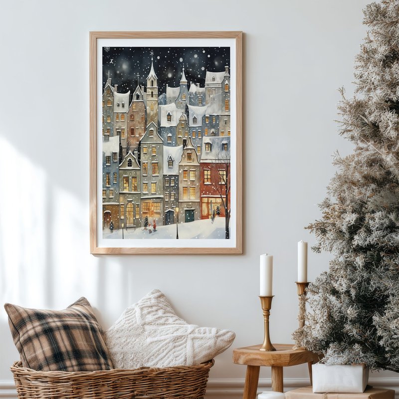 耶誕城市風格 / 雪夜燈火小鎮 冬季掛畫 海報 無框畫 - 海報/掛畫/掛布 - 紙 
