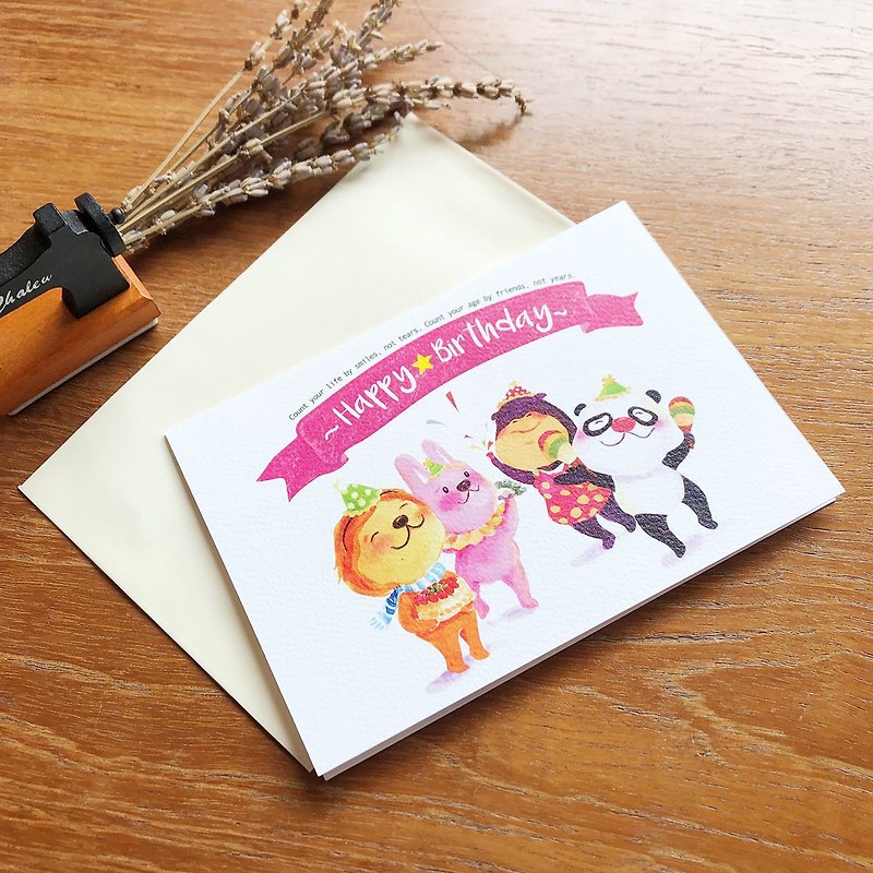 【Smile animal series – Happy Party】Birthday card - Cards & Postcards - Paper 