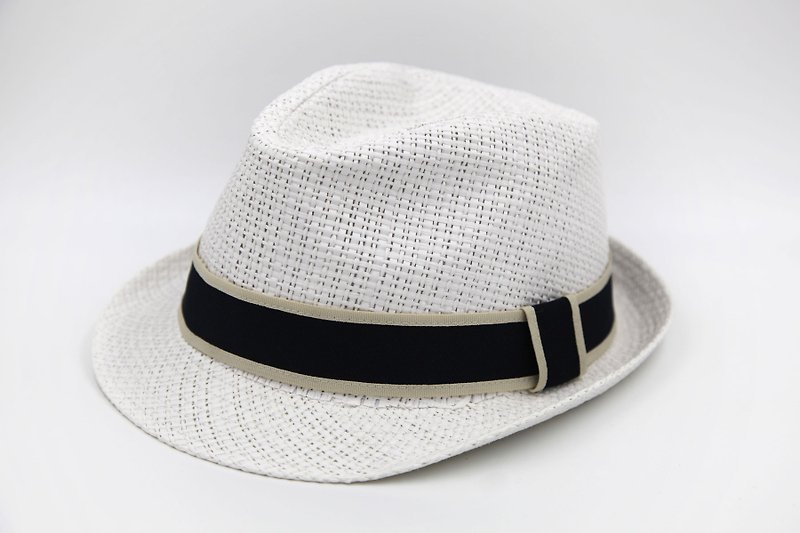 【Paper home】 Japanese style gentleman hat (white) paper thread weaving - Hats & Caps - Paper White