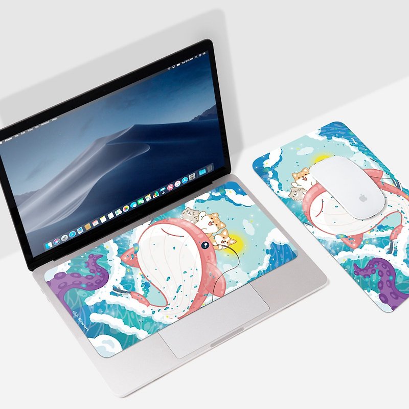 [ekax x Chai Yulu joint name] 3-in-1 multi-functional mouse pad - whale attack (standard) - Mouse Pads - Other Materials Multicolor