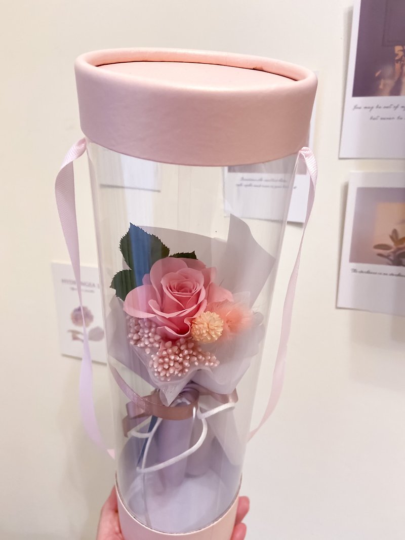 Rose Korean style suitcase eternal flower gift birthday gift confession Valentine's Day Korea - Dried Flowers & Bouquets - Plants & Flowers Pink