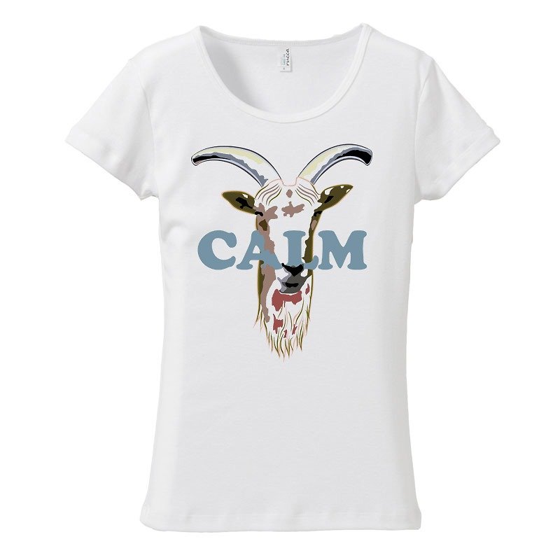 [Women's T-shirt] CALM - เสื้อยืดผู้หญิง - ผ้าฝ้าย/ผ้าลินิน ขาว