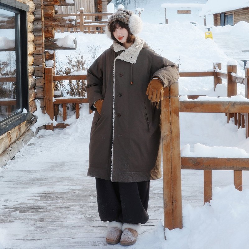 連帽斗篷羽絨服|外套|兩色|冬款|Sora-2030 - 女大衣/外套 - 聚酯纖維 多色