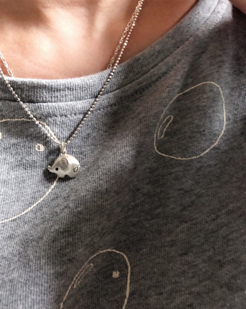 純銀**半立體小版系列=元氣小象*嗨將* /16~18吋純銀鍊** 純手作 - 項鍊 - 純銀 銀色