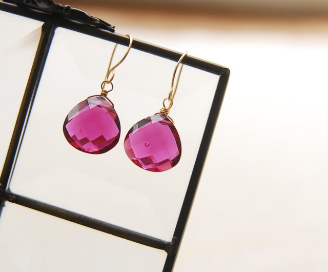 ルベライトカラーハイドロクォーツのピアス 14kgf - ショップ