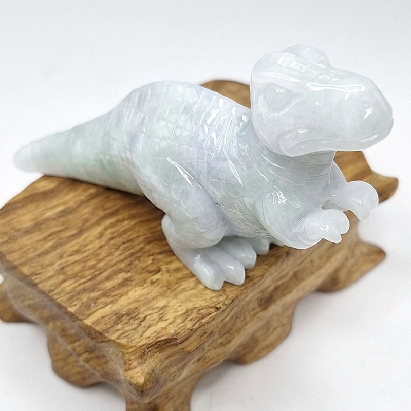 Icy Purple Bottom Spring Color Tyrannosaurus Ornament | Natural Burmese Jade A Grade Jadeite - Items for Display - Jade 