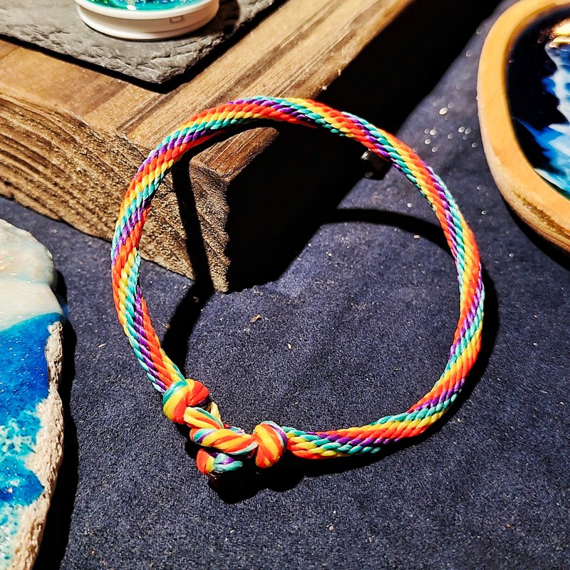 Green Island handmade/lucky rope/braided Wax thread necklace bracelet bracelet/foot rope anklet anklet/customized - Bracelets - Waterproof Material Multicolor