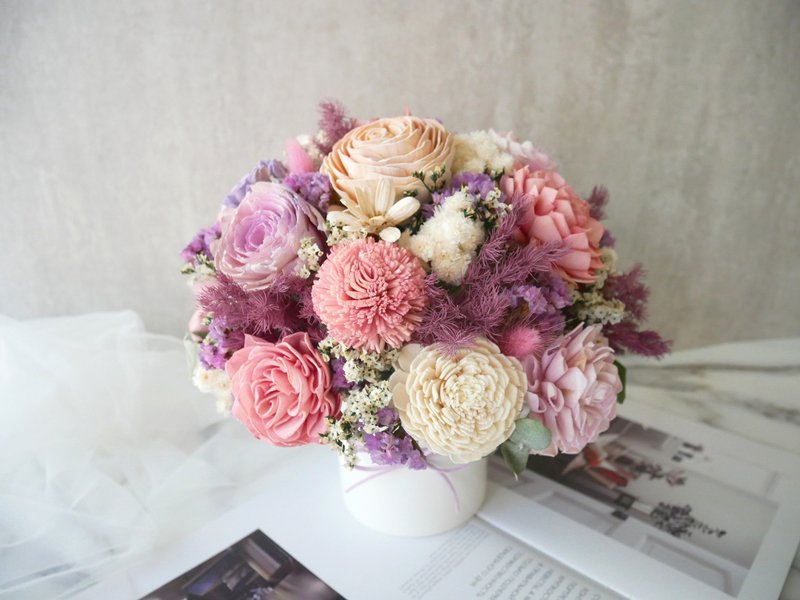 Large dry potted flowers in round pots [Sweet Dreams] Opening Ceremony/New Home/Customization - ตกแต่งต้นไม้ - พืช/ดอกไม้ สีม่วง