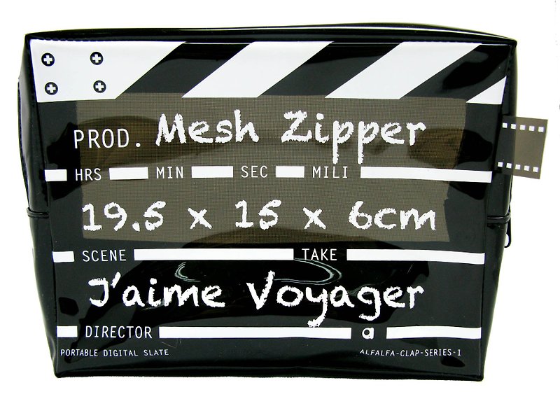 Director Clap Mesh Zipper - Black - กระเป๋าเครื่องสำอาง - พลาสติก สีดำ