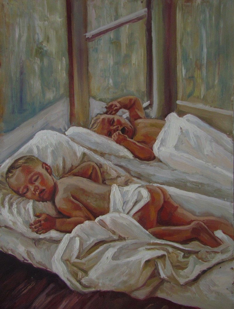Two children sleeping painting - 似顏繪/客製畫 - 其他材質 